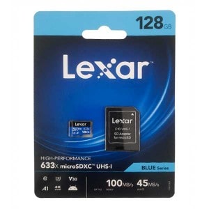 کارت حافظه LEXAR 128G U3 کلاس 10 سرعت 100MBS همراه با آداپتور