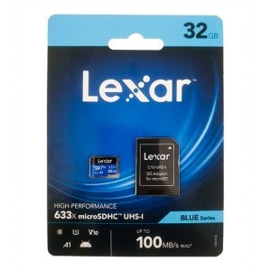 کارت حافظه LEXAR 32G کلاس 10 سرعت 100MBS همراه با آداپتور